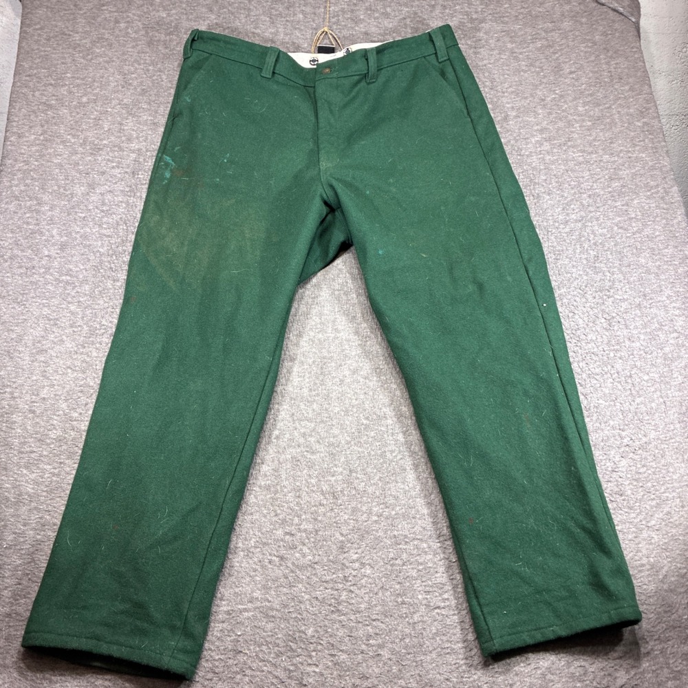Vintage Big Bill Wool Work Pants Mens 42x31 Green Distressed‎ Classic Gorpcore